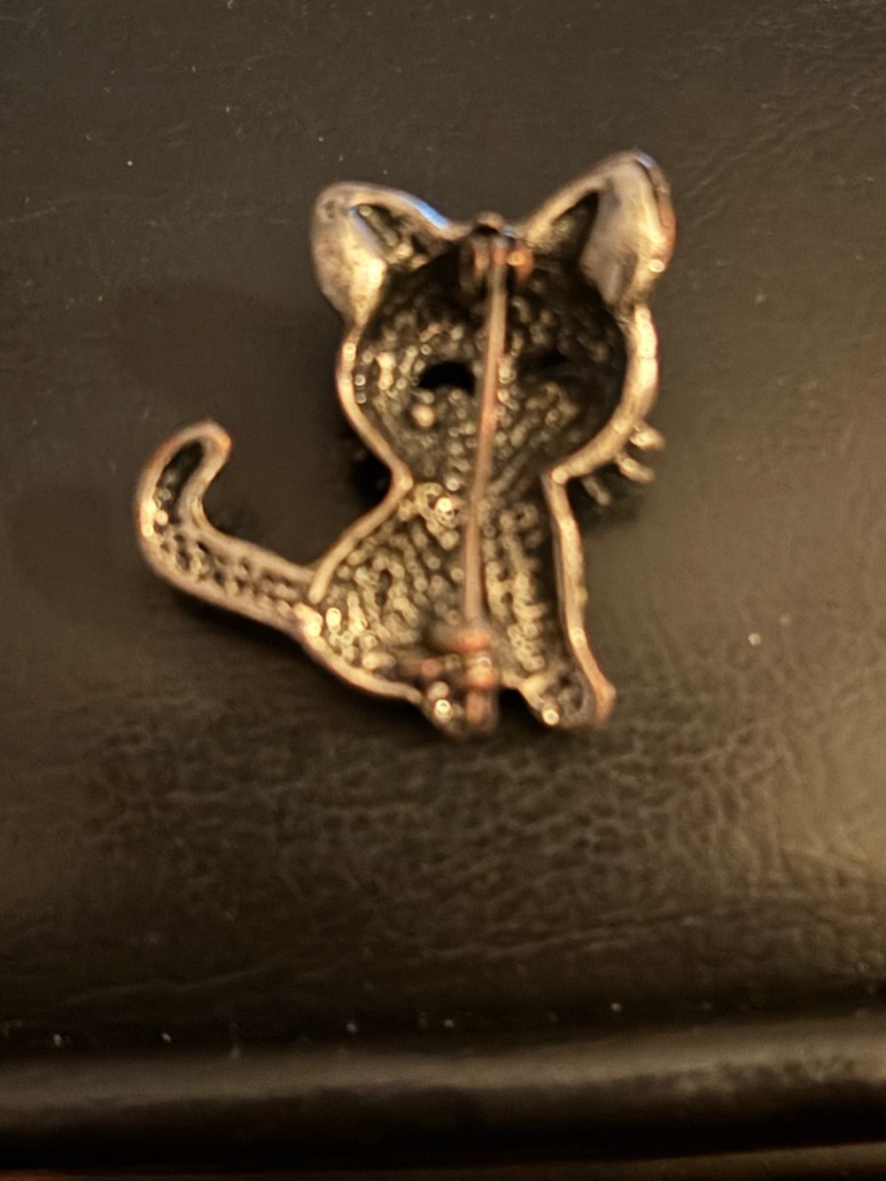 Silver-Tone Crystal Cat Pin Brooch - Cute Cat Accent - Picture 2 of 3